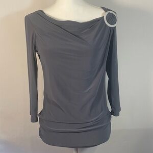 Jason Maxwell Gray Top with Rhinestone Accent